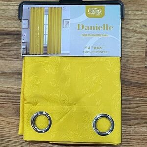 NEW Yellow Floral Pattern Panel Curtain Grommet  Embroidered Flowers